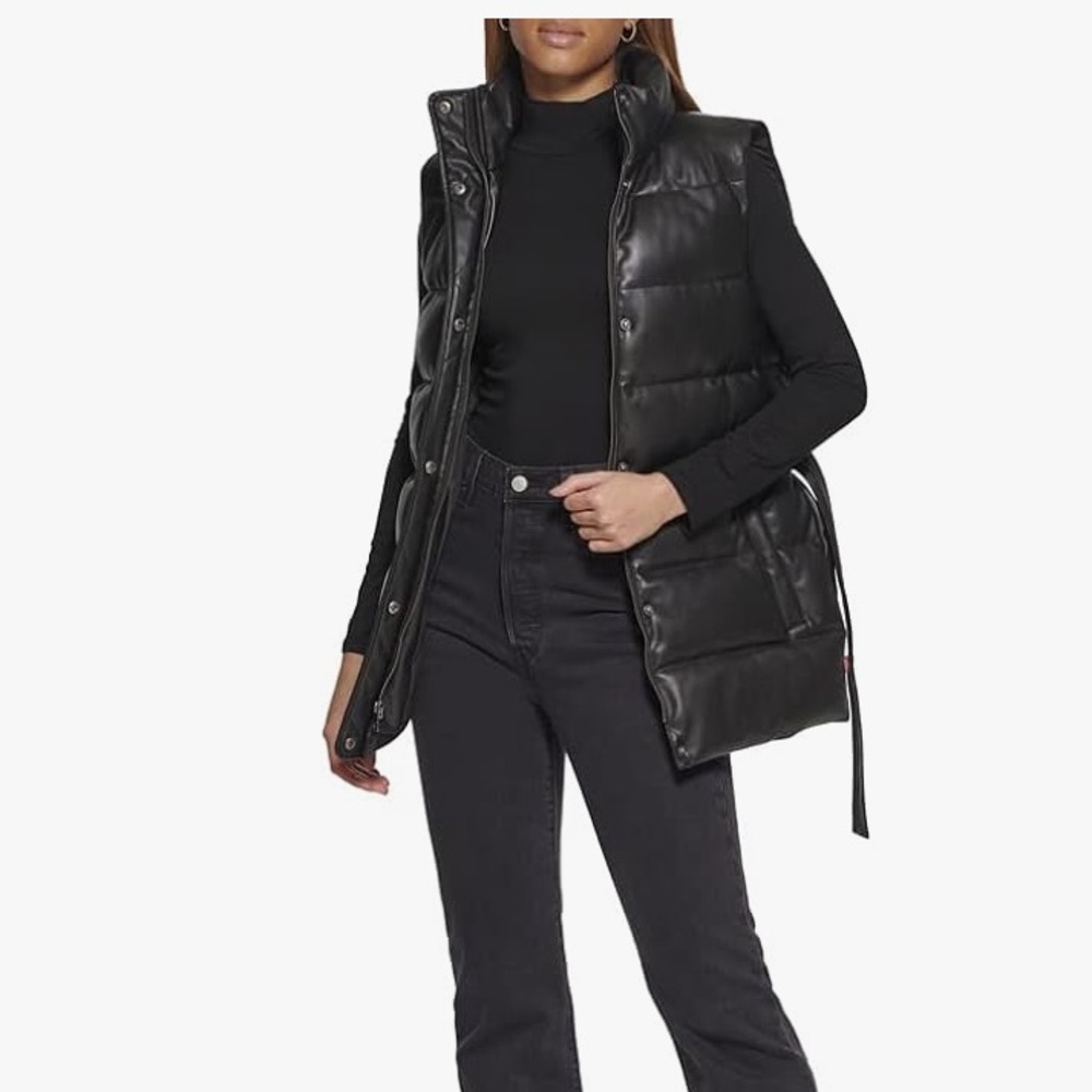 Levi's Women's Plus Size Vegan Leather Puffer Vest
